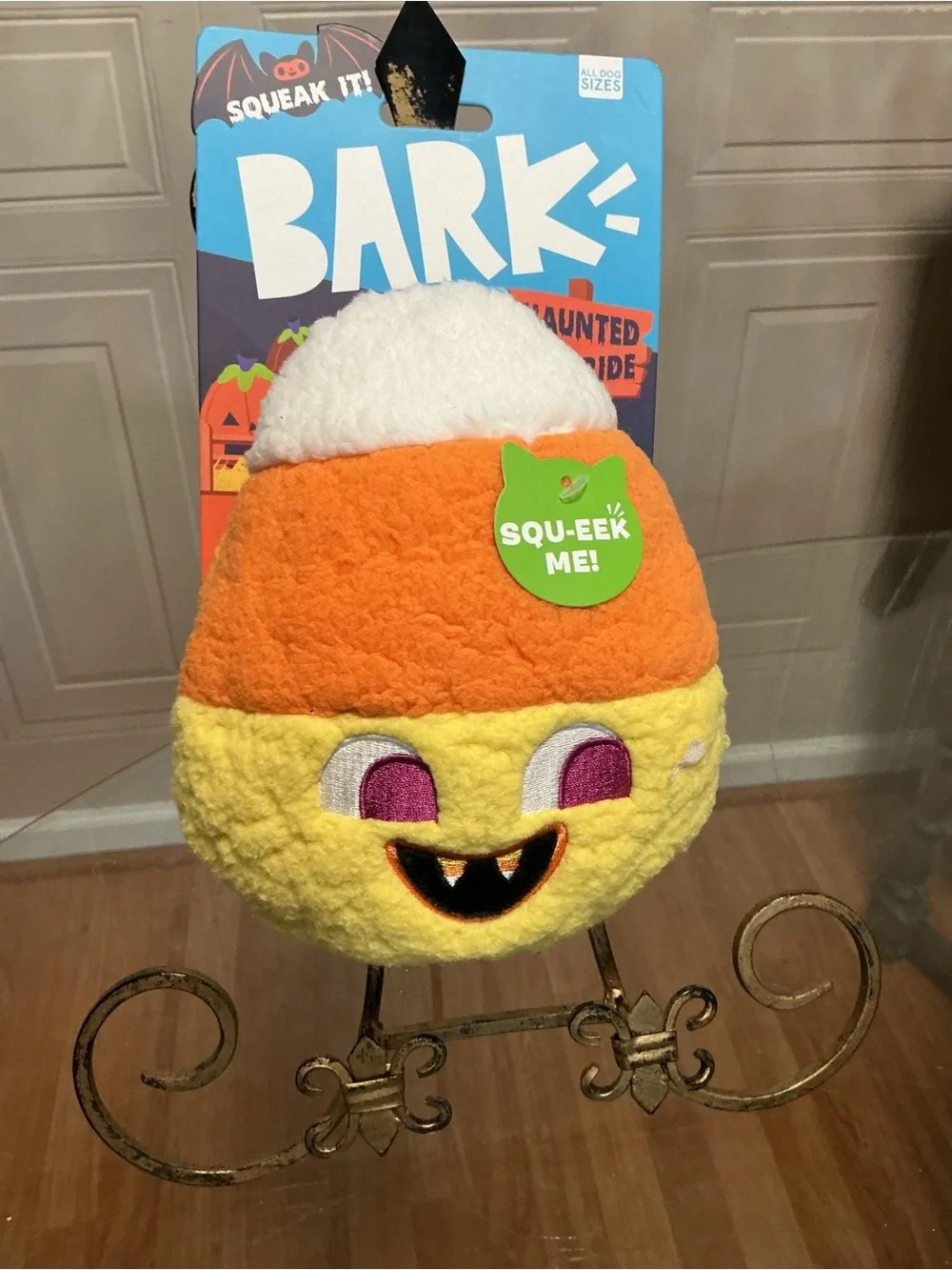 BARK | Halloween Candy Corn Dog Toy Clinker & Squeaker 7”